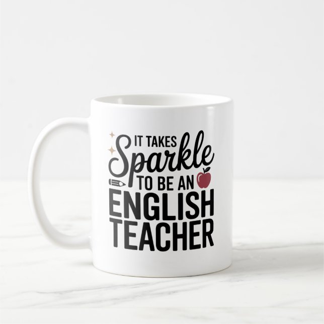 Caneca De Café Brilhe para Ser um Professor de Inglês  (Esquerda)
