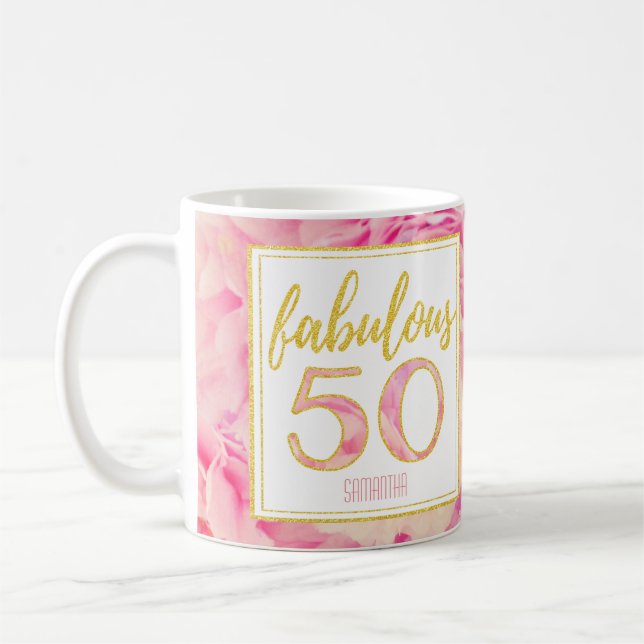 Caneca De Café Brilho 50 Dourado cor-de-rosa delicado fabuloso (Esquerda)