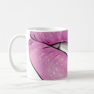 Caneca De Café Brilho cor-de-rosa com dentes