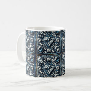 Caneca De Café Brilho de Denim e Diamantes Joias Glamourosas de P