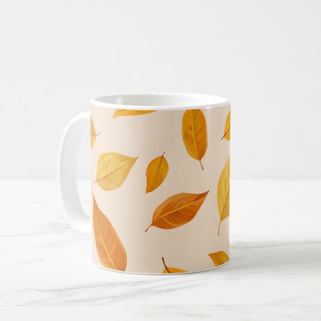 Caneca De Café Brilho de outono do ouro | Folhas de queda elegant (Frente Esquerda)