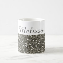 Caneca De Café Brilho de prata Shimmery meu nome
