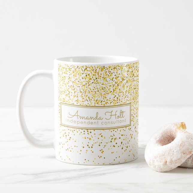 Caneca De Café Brilho Dourado (Com Donut)