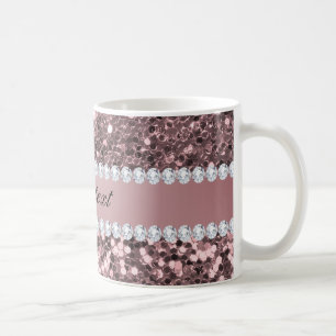 Caneca De Café Brilho Dourado cor-de-rosa na moda e diamantes do