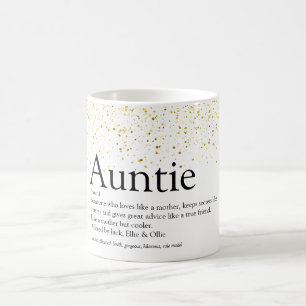 Caneca De Café Brilho Dourado Glam Fun Melhor Tia Tia Definição