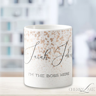 Caneca De Café Brilho Dourado Personalizado Eu Sou o Chefe