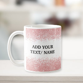 Caneca De Café Brilho Dourado Rosa Personalizado - Nome Personali