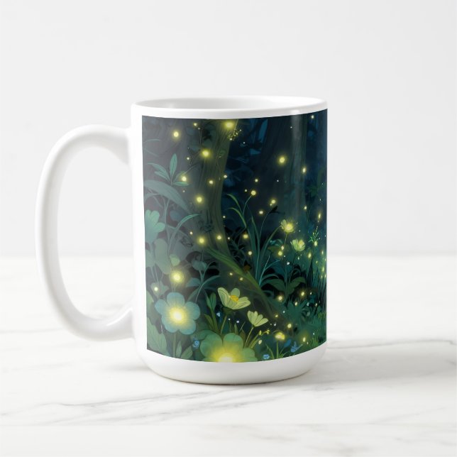 Caneca De Café Brilho Mágico da Floresta Encantada Noturna (Esquerda)