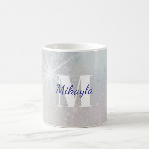 Caneca De Café Brilho Prateado com Estrelas