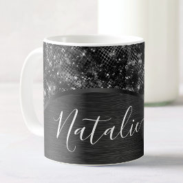 Caneca De Café Brilho Preto Metálico Personalizado