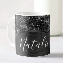Caneca De Café Brilho Preto Metálico Personalizado