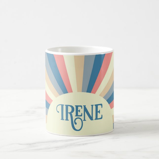 Caneca De Café Brilho Retro Azul Rosa bege Rosa Suave Arco-Íris S (Centro)