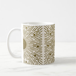 Caneca De Café Brilho retrorreflector, sol ouro com raios