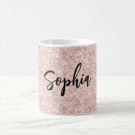 Caneca De Café Brilho Rosa Bege Brilho