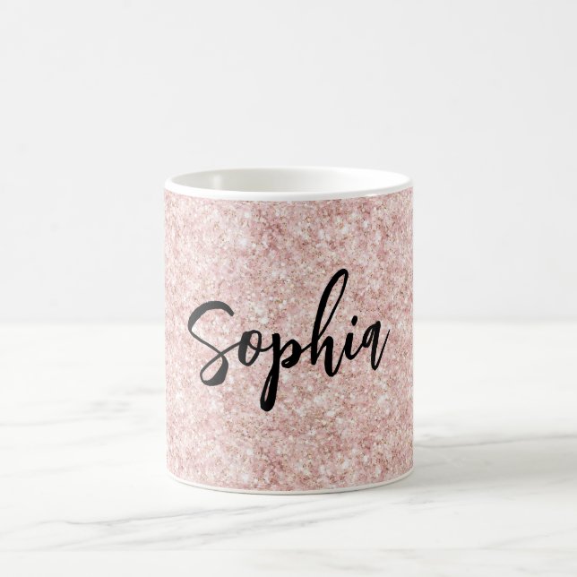 Caneca De Café Brilho Rosa Bege Brilho  (Centro)