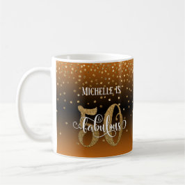 Caneca De Café Brilho & Roteiro 50 & Fabuloso, Laranja Preto Ombr
