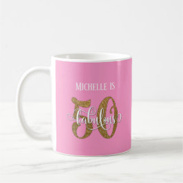 Caneca De Café Brilho & Roteiro 50 & Fabuloso Sobre Rosa