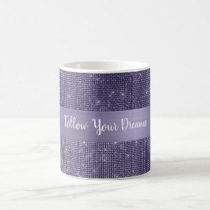 Caneca De Café Brilho Roxo Citação Personalizada