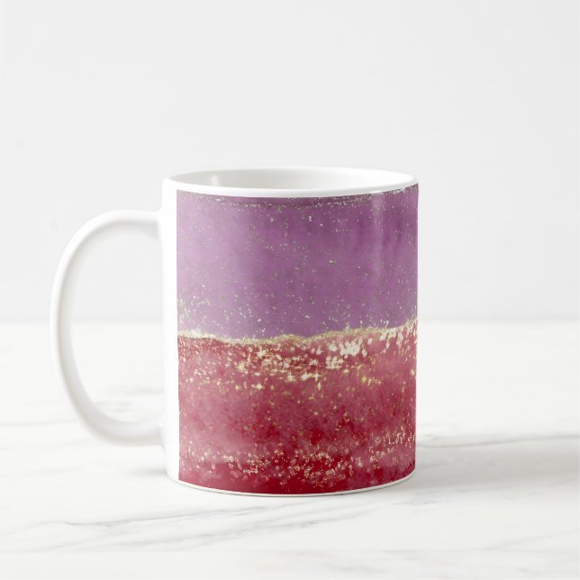 Caneca De Café Brilho roxo e dourado elegante (Esquerda)