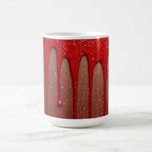 Caneca De Café Brilho Vermelho Pingando