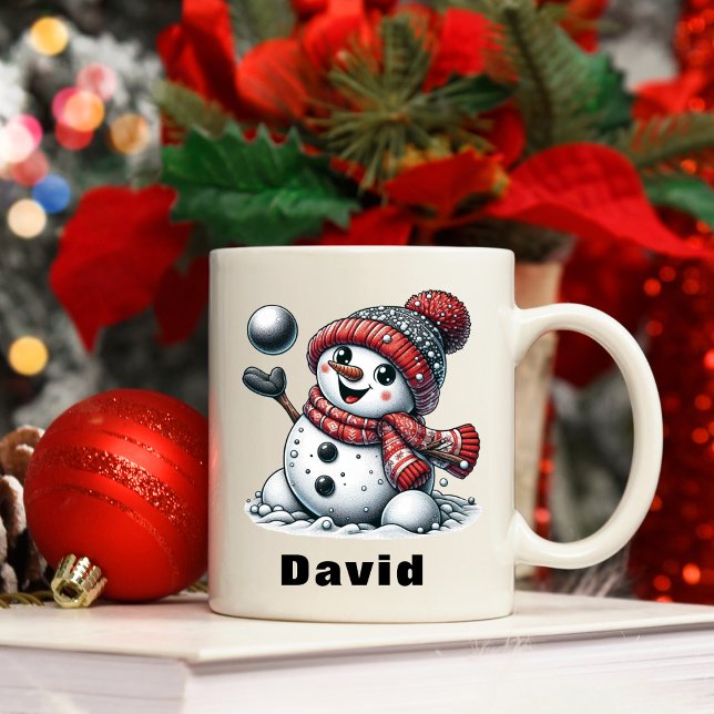 Caneca De Café Brincadeira de Neve de Natal! (Playful Christmas Snowball Snowman Coffee Mug
)