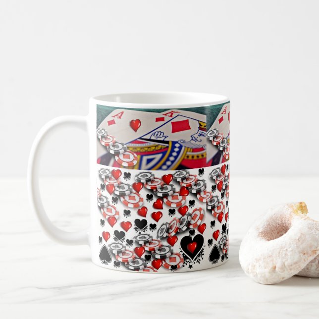 Caneca De Café Brincando Cartões Corações Mug (Com Donut)