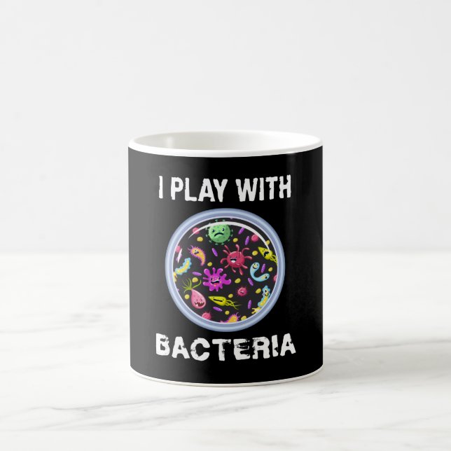 Caneca De Café Brincar Com A Química Da Microbiologia Das Bactéri (Centro)