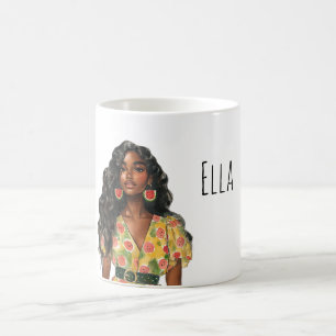 Caneca De Café Brincos de Melancia Feminina Preta