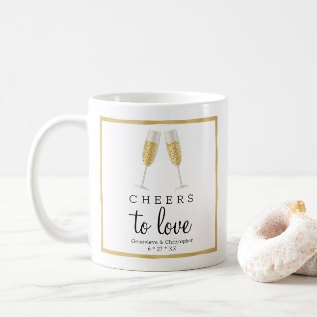 Caneca De Café Brindes Elegantes ao Amor Taça de Champanhe de Cas (Com Donut)