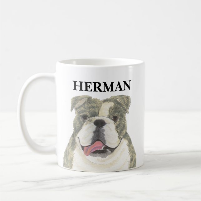 Caneca De Café Brindle Personalizado - Bulldog (Esquerda)
