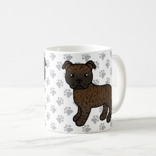 Caneca De Café Brindle Staffordshire Bull Terrier Cartoon Dog