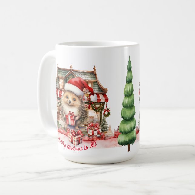 Caneca De Café Brinquedo de Natal Hedgehog Compra Árvore de Natal (Frente Esquerda)