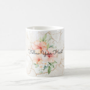 Caneca De Café Brisa de Verão Bege Pêssego Hibisco