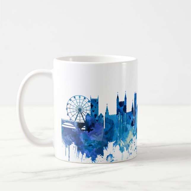 Caneca De Café Bristol England Skyline Blue (Esquerda)