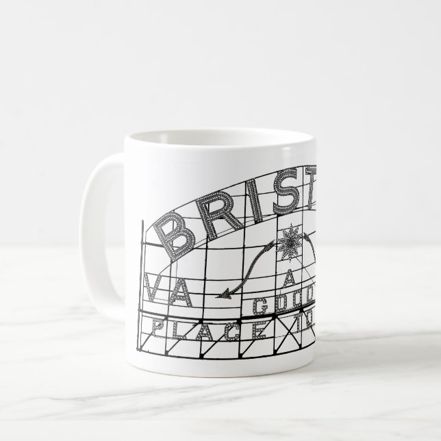 Caneca De Café Bristol Slogan Sinal Bristol Virginia Tennessee (Frente Esquerda)