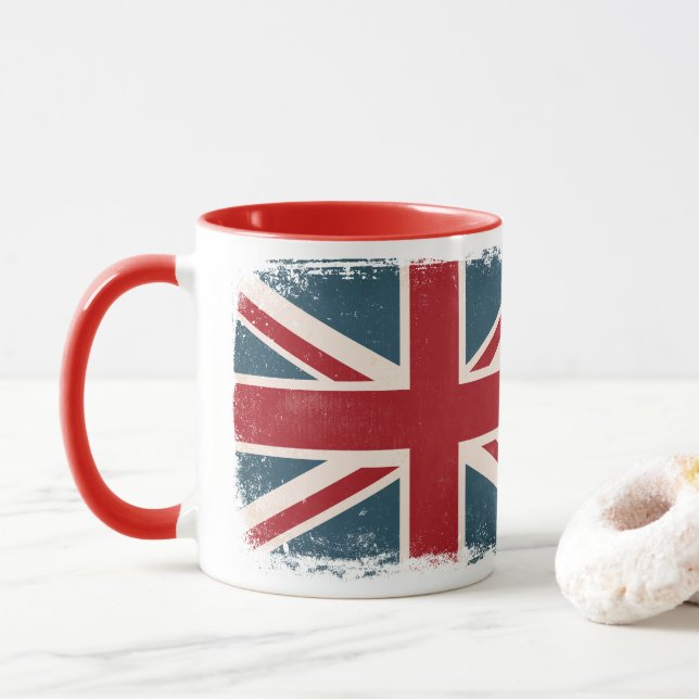 CANECA DE CAFÉ BRITÂNICA AFLIGIDA DA BANDEIRA DE (Com Donut)