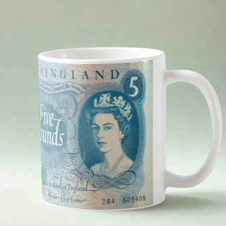 Caneca De Café British 1966 £ 5 Note Mug - Queen Elizabeth II