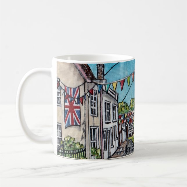 Caneca De Café British Bunting Original Acrylic Painting (Esquerda)