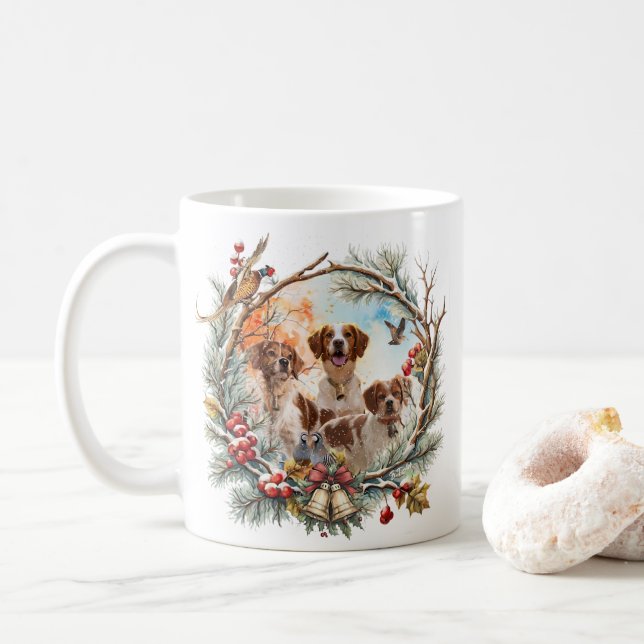 Caneca De Café  Brittany Spaniel (Com Donut)