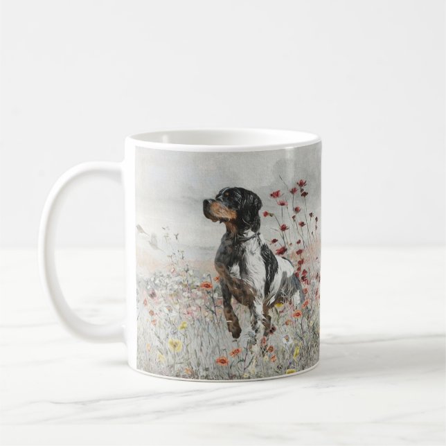 Caneca De Café Brittany Spaniel caça no campo (Esquerda)