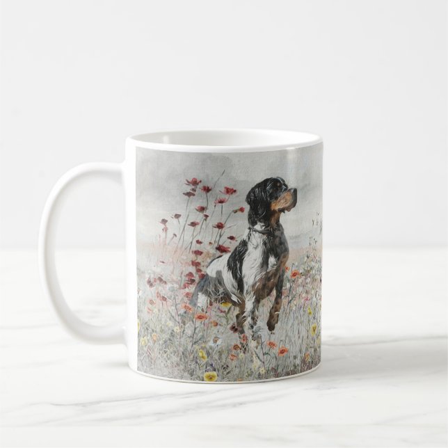 Caneca De Café Brittany Spaniel caça no campo (Esquerda)