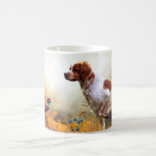 Caneca De Café Brittany Spaniel, caçando faisão