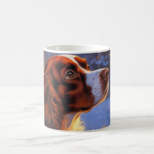 Caneca De Café Brittany Spaniel com Luzes de Natal Feriado