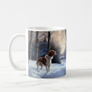Caneca De Café Brittany Spaniel Deixa-o nevar o Natal