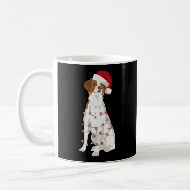 Caneca De Café Brittany Spaniel Natal Luz Xmas Dog Lover (Esquerda)