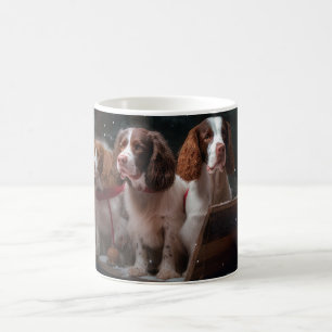 Caneca De Café Brittany Spaniel Neve Trenó Natal Decoração