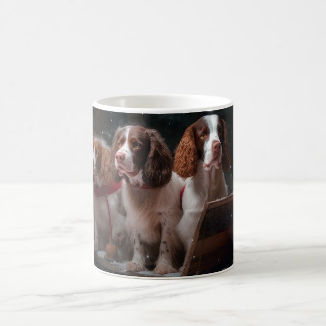 Caneca De Café Brittany Spaniel Neve Trenó Natal Decoração   (Centro)