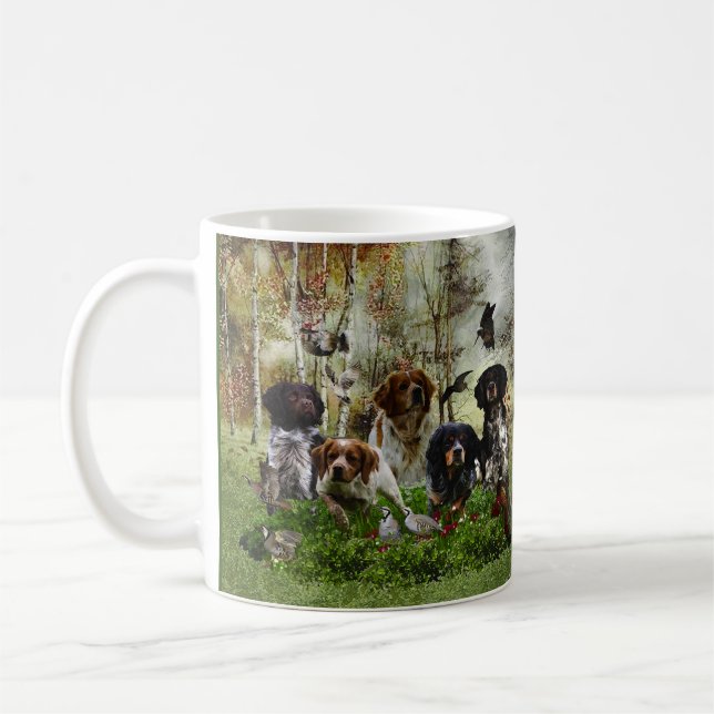 Caneca De Café Brittany Spaniels, Caça de Pássaros (Esquerda)