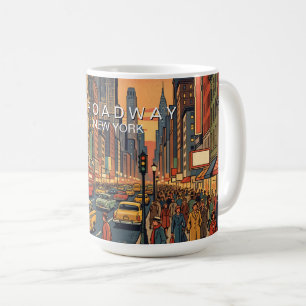 Caneca De Café Broadway Nova York Viagem Arte Vintage