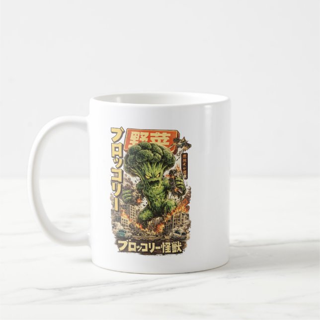 Caneca De Café Brócolis Kaiju – Apocalipse Vegetal (Esquerda)